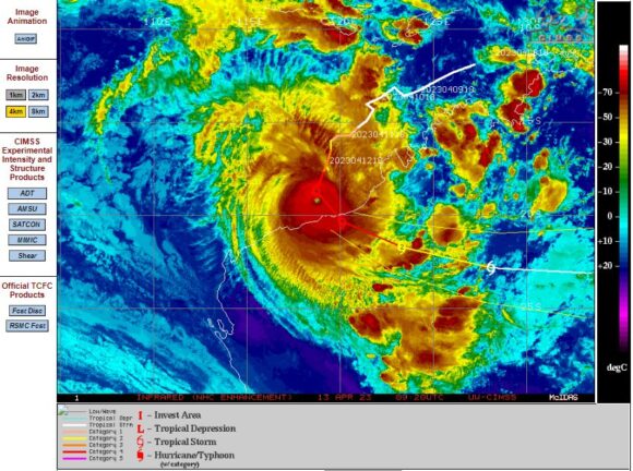 Tropical Cyclone Ilsa makes landfall East Pilbara North West Western Australia.