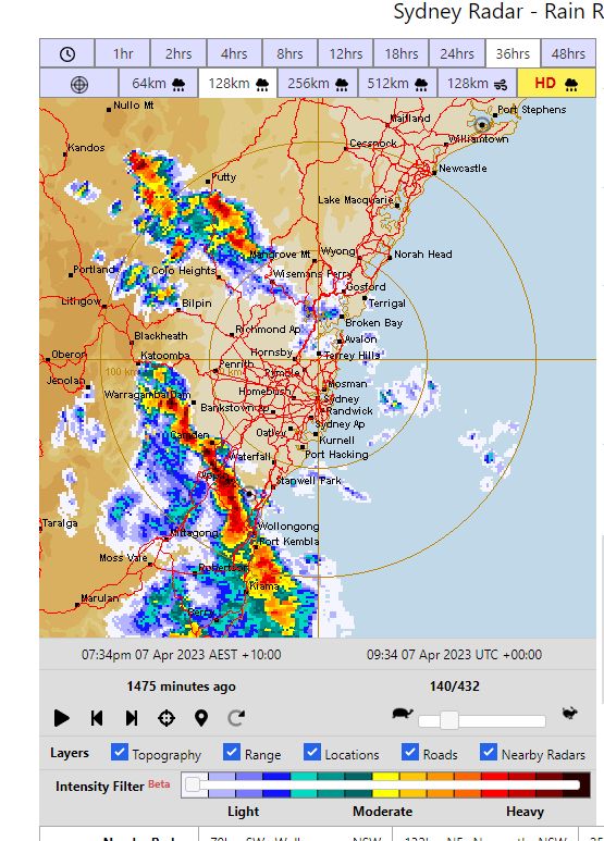 Western Sydney Severe storm cell with hail Friday April 7 2023