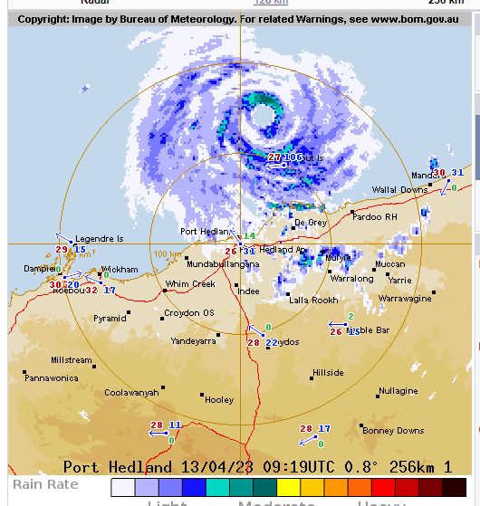 Tropical Cyclone Ilsa makes landfall East Pilbara North West Western Australia. Tropical Cyclone Ilsa makes landfall East Pilbara North West Western Australia.