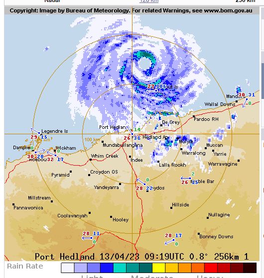 Tropical Cyclone Ilsa makes landfall East Pilbara North West Western Australia.