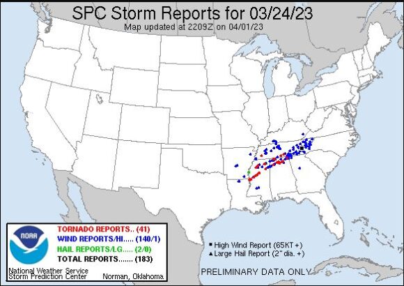 Mississippi Tornado event March 24 2023