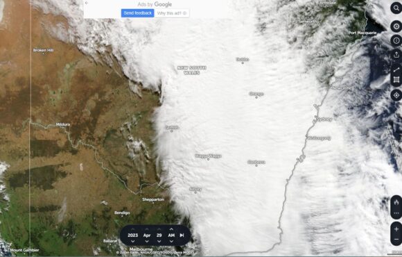 Eastern Australia rain event 29 and 30 April 2023.