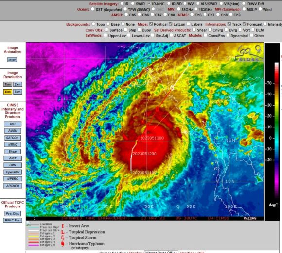 Tropical Cyclone Mocha - A Category 5 storm. Tropical Cyclone Mocha - A Category 5 storm.