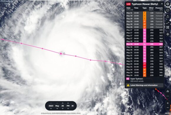 Super Typhoon Mawar May 20 to May 29 2023 North West Pacific Ocean and Guam