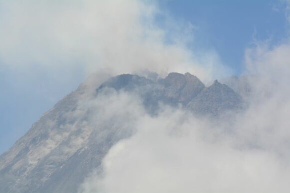 Active volcanoes, storms and volcanic eruptions Volcanic eruptions and thunderstorms - Gunung Merapi Indonesia July and August 2023.