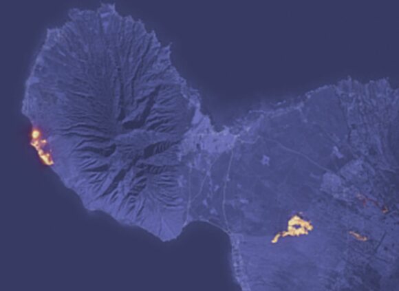Hurricane Dora and major fire impacts Lahaina on Maui August 2023