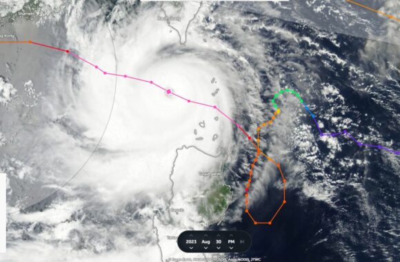 Atlantic Ocean hurricanes and Pacific Ocean Typhoons August 24 to September 2 2023
