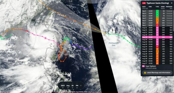 Atlantic Ocean hurricanes and Pacific Ocean Typhoons August 24 to September 2 2023