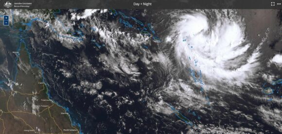 Developing tropical cyclone close to Australian waters Sunday 22 October 2023 from Himawari.