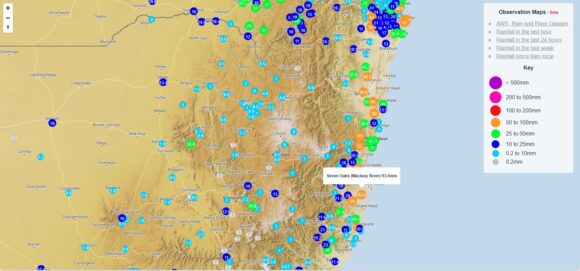 Major rain event Sydney and Eastern Australia Sunday 5 November 2023.