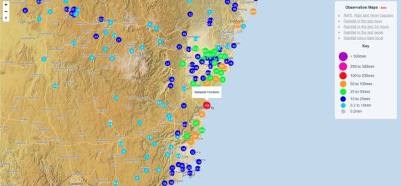 Major rain event Sydney and Eastern Australia Sunday 5 November 2023.