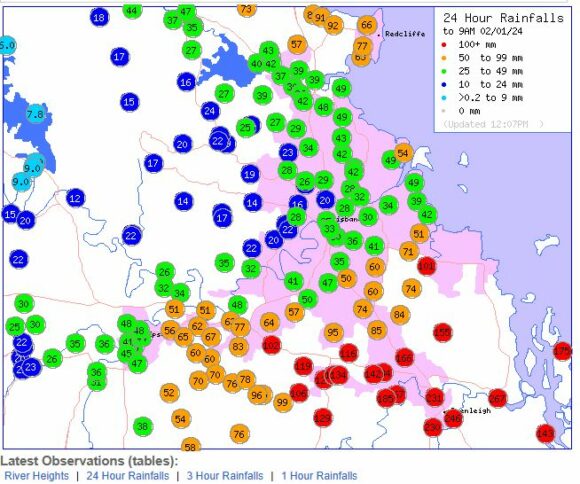 Heavy rain, storms and flooding South East Queensland and North East New South Wales 1 and 2 January 2024