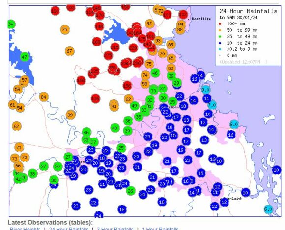 Queensland - A week of heavy rain, storms and flooding impacts most of the state producing flooding of rivers - Both inland and coastal areas.