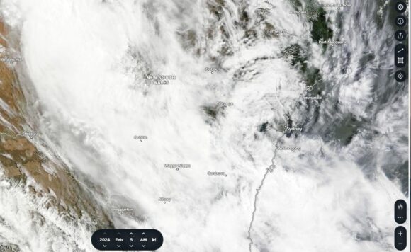 Heavy rainfall drenches parts of New South Wales 5 and 6 February 2024.