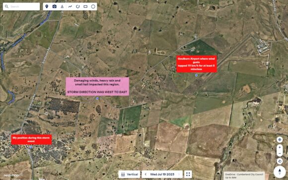 Severe storms impact Goulburn area Friday 23 February 2024.