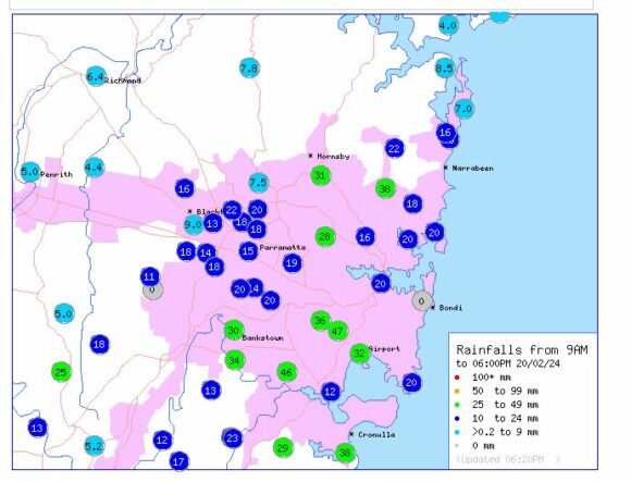 Heavy rain and storm events New South Wales 16 to 23 February 2024.