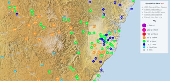 Heavy rainfall drenches parts of New South Wales 5 and 6 February 2024.