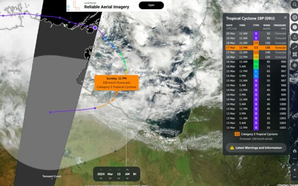 Tropical Storm 19 Expected tropical cyclone Gulf of Carpentaria March 16 to 19 2024