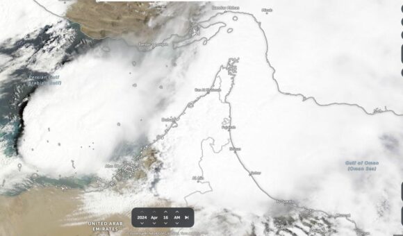 Major storms and flooding impact United Arab Emirates April 16 2024.