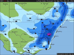 Storms for eastern NSW 29th November 2012