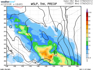 Storms and rain for eastern NSW and Victoria 7th November 2012