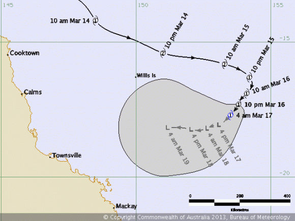 Tropical Cyclone Tim developed but weakening 1