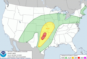 Moderate Risk for Severe Storms Texas Oklahoma 9th April 2013