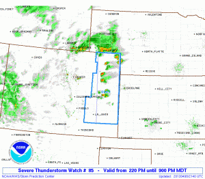 Storms Erupt in eastern Colorado 8th April 2013