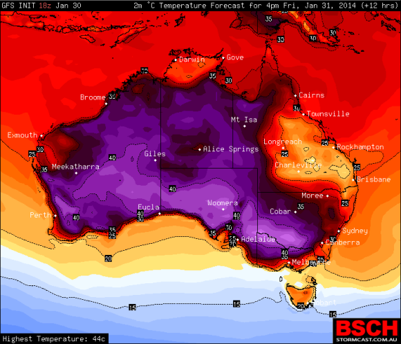 Heat Wave and ex-Tropical Cyclone Dylan January 31st 2014