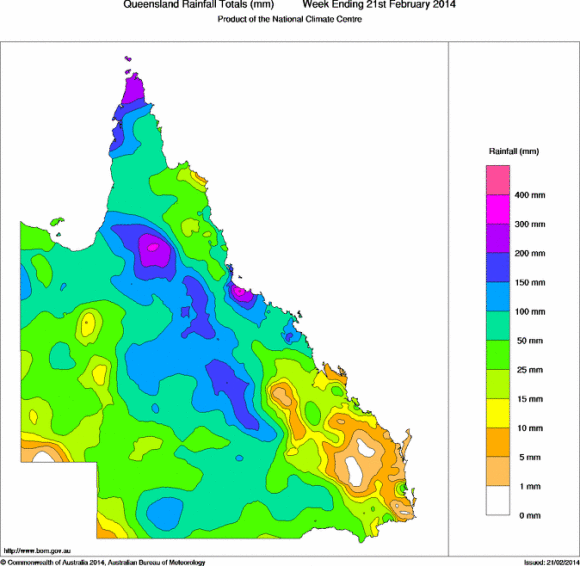 Floods caused by heavy rains Queendland 22nd February 2014