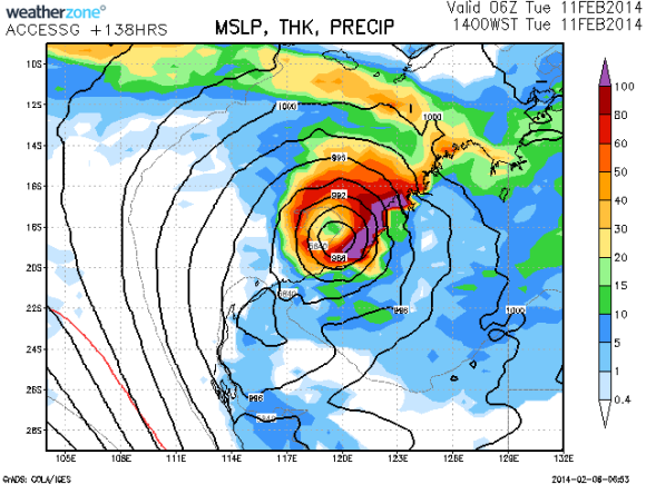 Tropical Low western Australia heat in the interior 11th February 2014 2