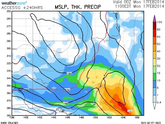 Mid February rainfall for Central Eastern NSW 2014