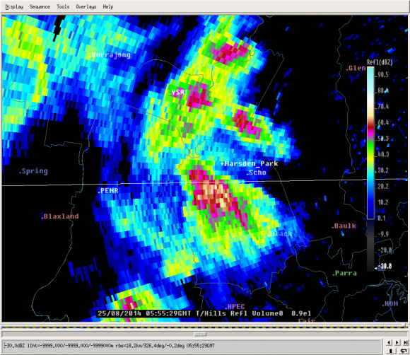 Base Rotation and Hook Echo on Radar 25th August 2014 11